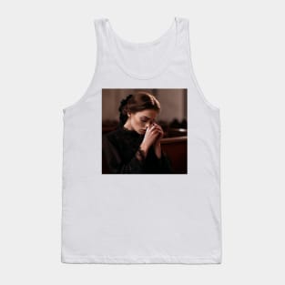 Girl crying in a moment of mourning and the comfort of faith Tank Top